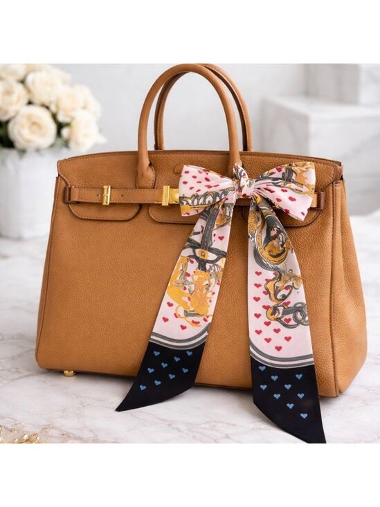 unisex Accessories - BLACK PINK HEART SKINNY SCARF BAG HANDLE WRAP BANDEAU HAIR TIE LOVE PRINT